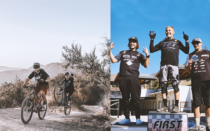 Images of Jenson Ambassador Joey M. riding mountain bike and on podium